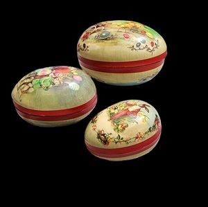 Antique paper mache German 3 nesting eggs